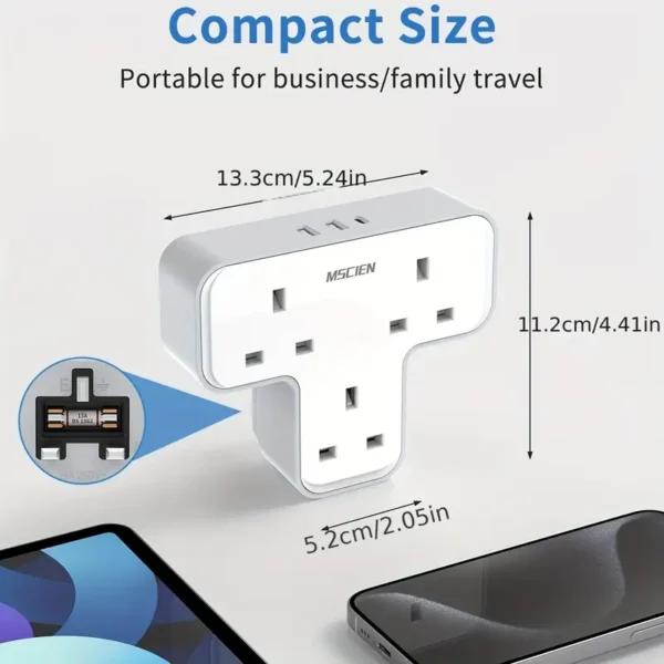 4cd39df0-b1ea-11ef-9c15-0a580a66d8f5.webp Plug Adapter 3 Way with 3 USB(1 Type C)