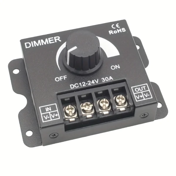 850fa360-b05e-454a-b64d-80ab9230faf6.webp 1pc 12V to 24V 30A LED Dimmer Switch Knob with Metal Housing