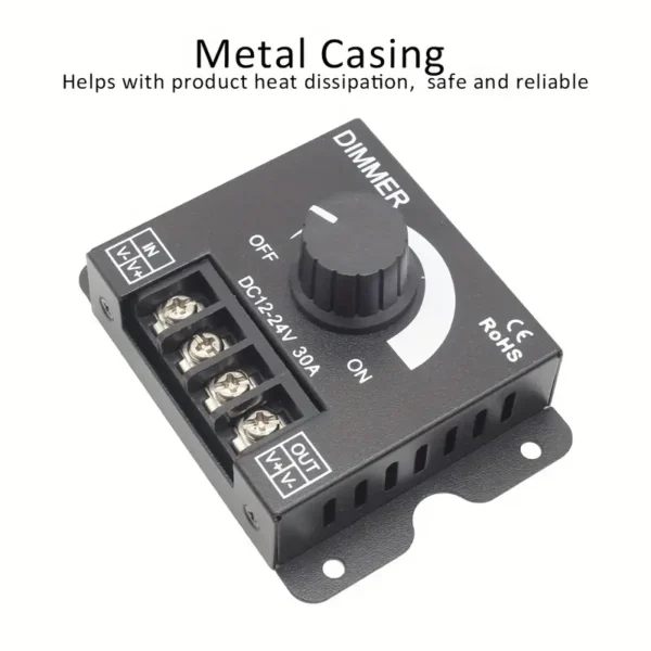 9af75704-ad0a-4a0a-89de-8005c26464c5.webp 1pc 12V to 24V 30A LED Dimmer Switch Knob with Metal Housing